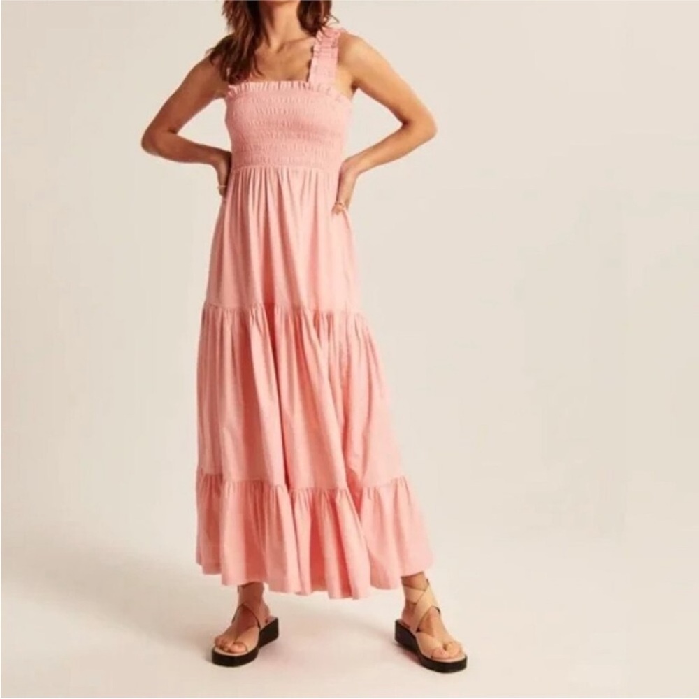 Abercrombie & Fitch Tiered Ruched Babydoll Maxi Dress Women XXL
